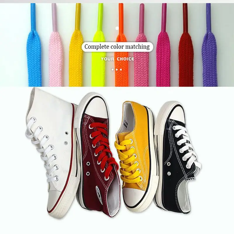 1 Paar neue, flache Baumwoll-Schnürsenkel für Sneaker, hohe Canvas-Schuhe und Freizeitschuhe, ohne Elastizität, für Herren und Damen. – Detail 7
