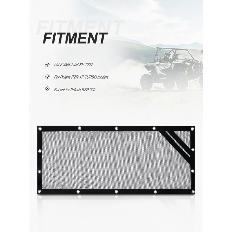 

For Polaris RZR 570 800 900 1000 XP Turbo 2 Seater 2015-2024) Rear Window Mesh Net - Dust-Proof & UV50+ Sunshade