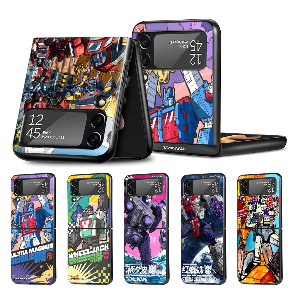 Autobot Transformers Case for Samsung Galaxy Z Flip4 Flip3 5G PC Hard Phone Shell Z Flip 4 3 Black Coque Zflip4 Zflip3 Cover