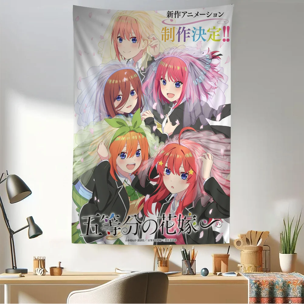 Anime Q-Quintessential Quintuplets Anime Tapestry Hippie Flower Wall Carpets Dorm Decor Wall Hanging Home Decor