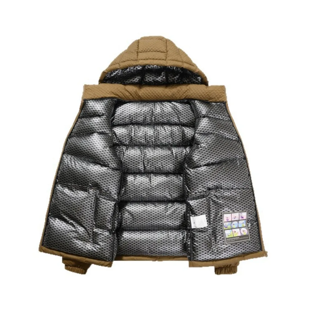 Men Lightweight Hooded Puffer Jacket Quilted Padded Zip‑Up Winter Coat Loose Casual Outerwear L‑4XL For Cold Weather