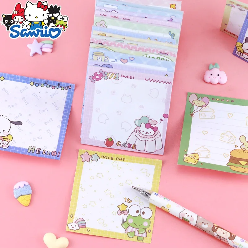 

4PCs Sanrio Kawaii Post-it Students School Supplies Kuromi My Melody cardboard Note Stickers Memo Boys Girls Learning Stationery