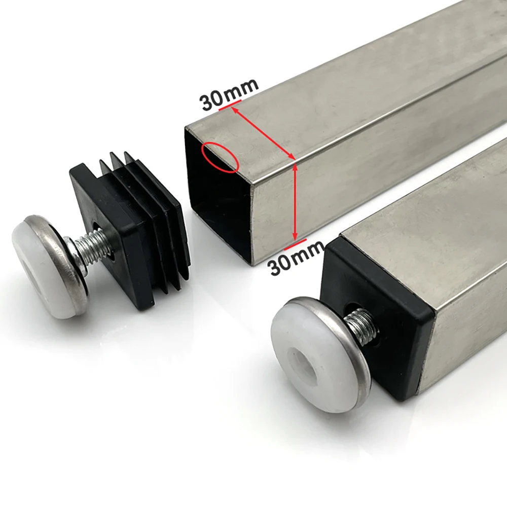 1-100Pcs M8 Adjustable Furniture Feet And Square/Round Tube Plug With Nuts Black Sofa Chair Table Leveler Legs For Furniture image 2