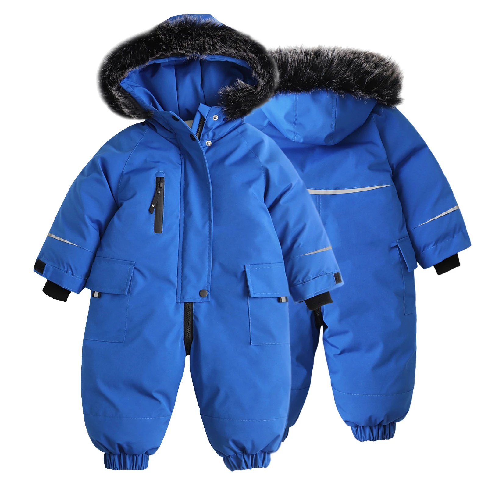 Children's Winter Ski Suit,Thick Boys Hood Jumpsuit,Windproof Warm Toddler Girls Overalls,Kids Snowboard Wear,Babies Down Romper