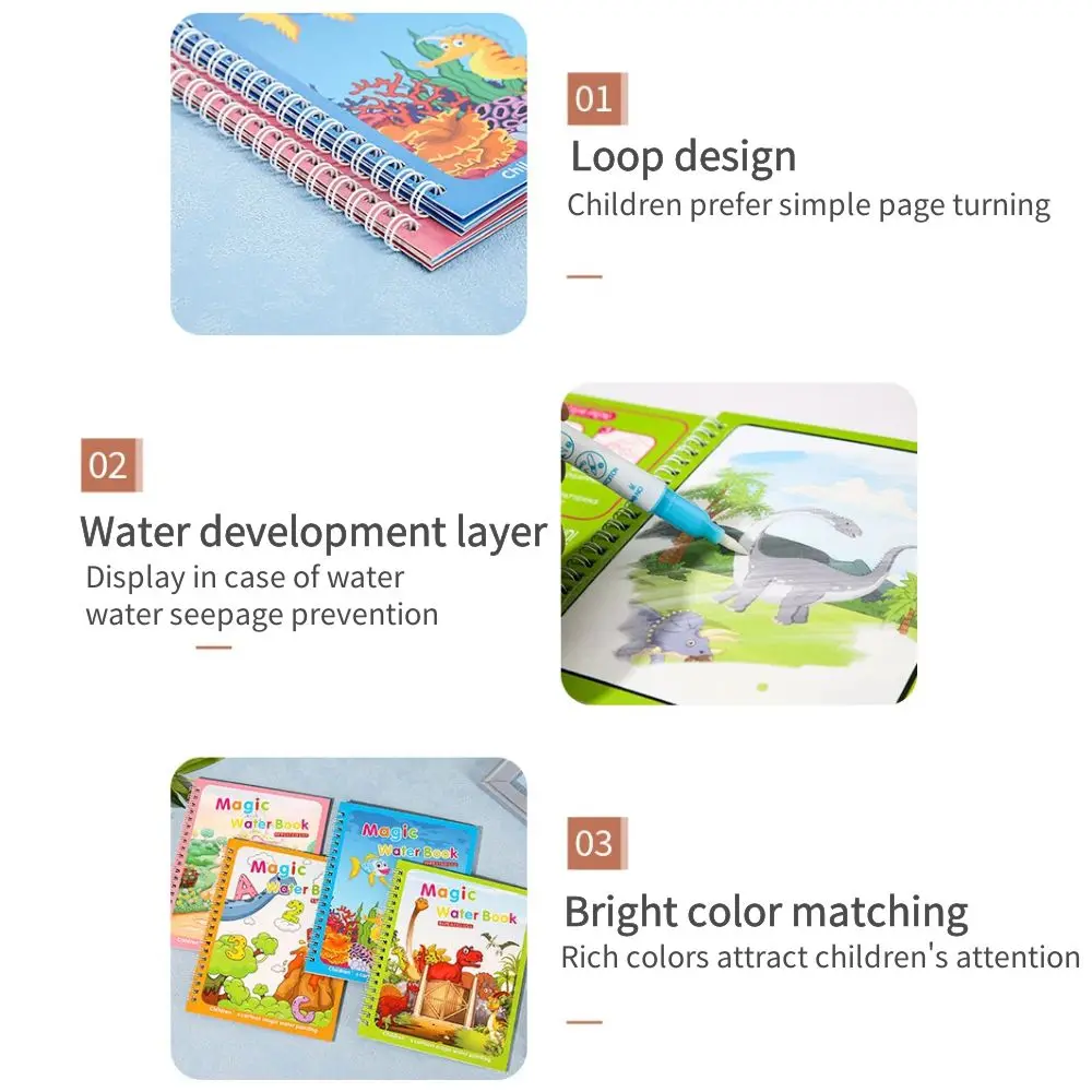 Early Education Toys for Kids Child education Reusable Coloring Book Magic Water Drawing Book Painting Drawing Toys Sensory gril