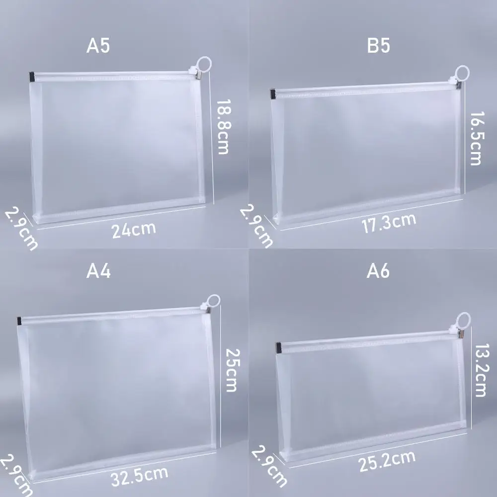 B5 A4 A5 A6 Transparent Document Bag Office File Holder School Folder Zipper Pouch