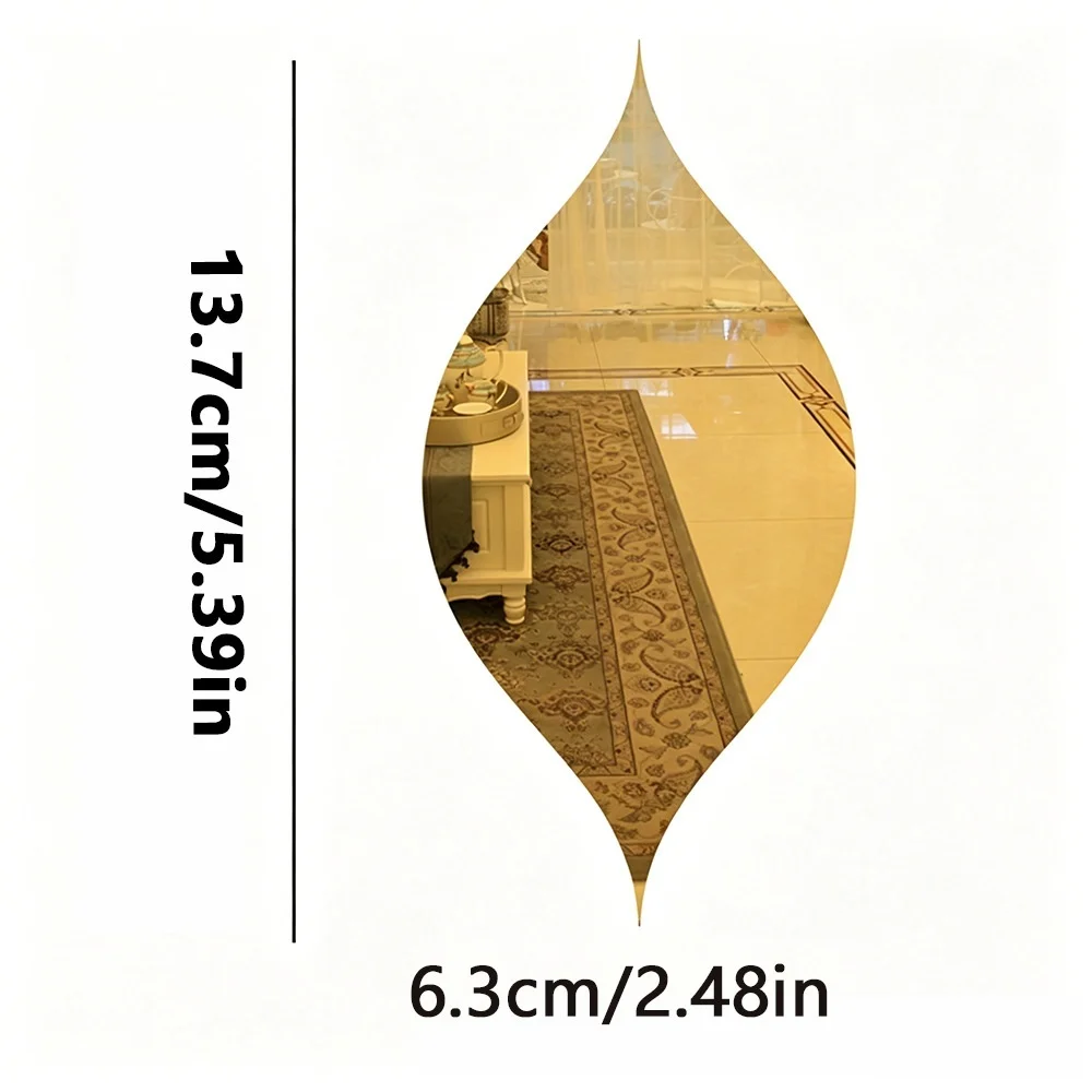 4/12/28PCS Flower Shape Acrylic Mirror Self Adhesive 3D PetalWall Decal Removable Mirror Sticker for Bedroom Living Room Home ﻿