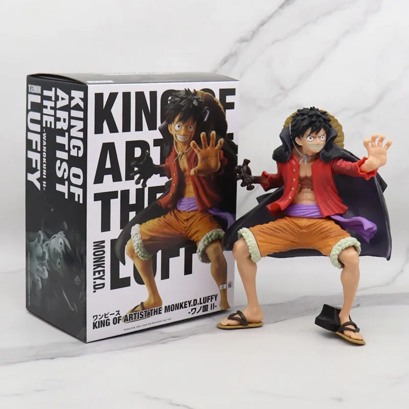 Figura de Anime de una pieza de dibujos animados, Gk Monkey D. Capa de Luffy para niños, traje de combate, decoración en cuclillas, juguetes de Pvc, adornos de escritorio, regalo