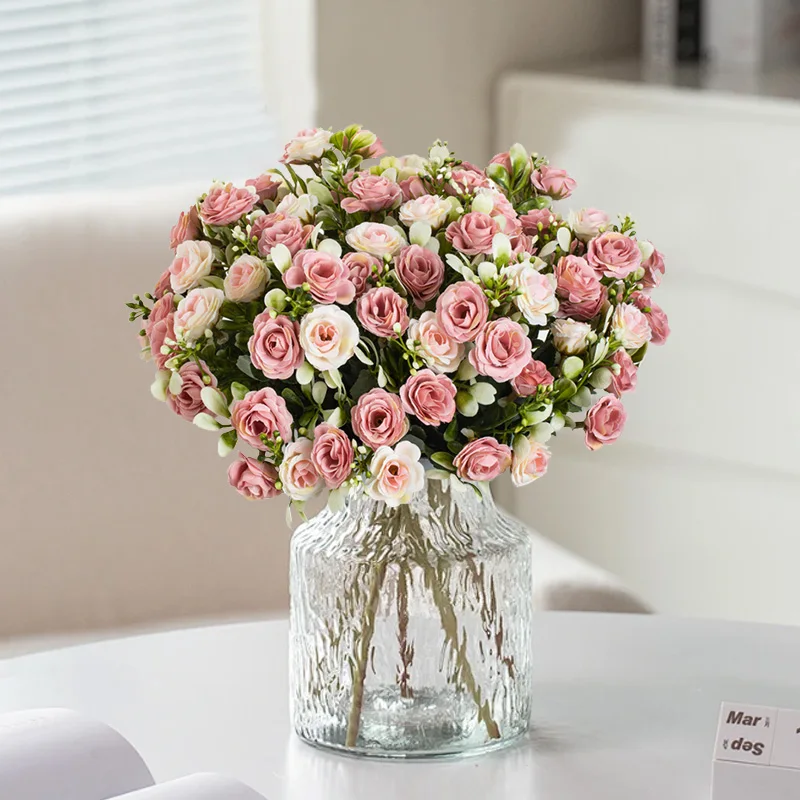 Artificial Flowers Silk Rose Wedding Bridal Bouquet Festival Home Room Outdoor Garden Wreath Ultraviolet Proof DIY Gifts Decora