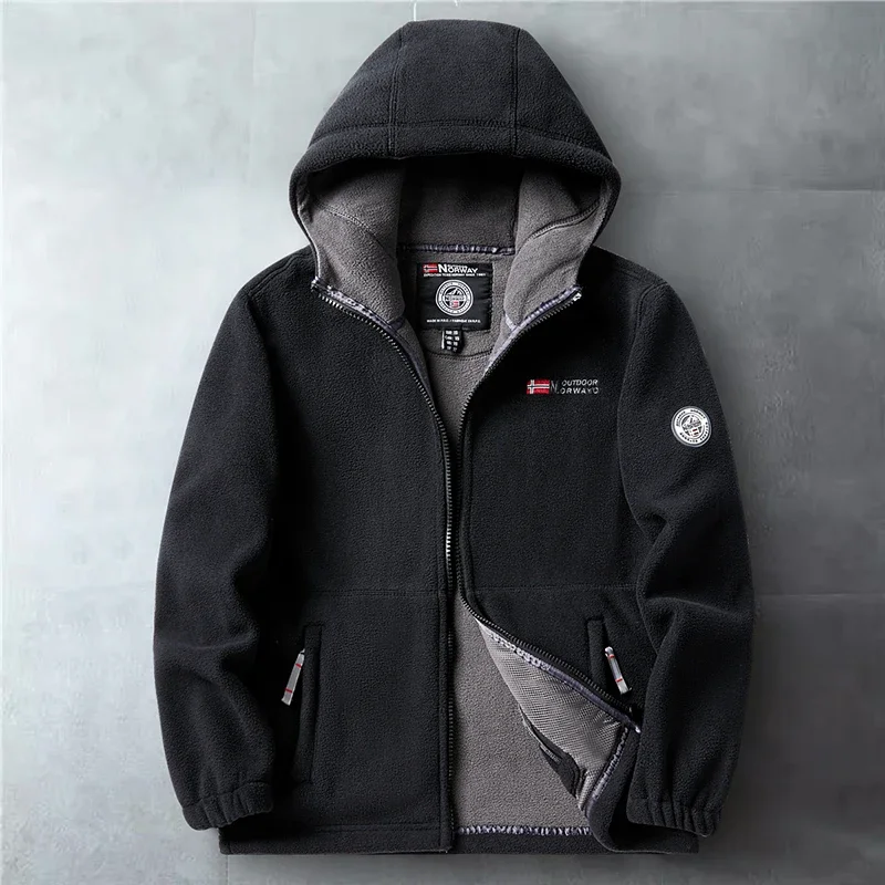 Street Fleece Jacket Men's Cold-resistant Warm-keeping Thickened Double-layer Hooded Coat Winter New Brand Windproof Snow Jacket