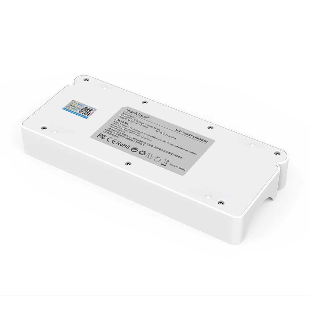 Умное зарядное устройство VariCore VC12 1,2 В, 12 слотов для Ni-MH аккумуляторов AA/AAA — быстрая зарядка, ЖК-дисплей, автоматическое отключение, безопасное для подзарядки