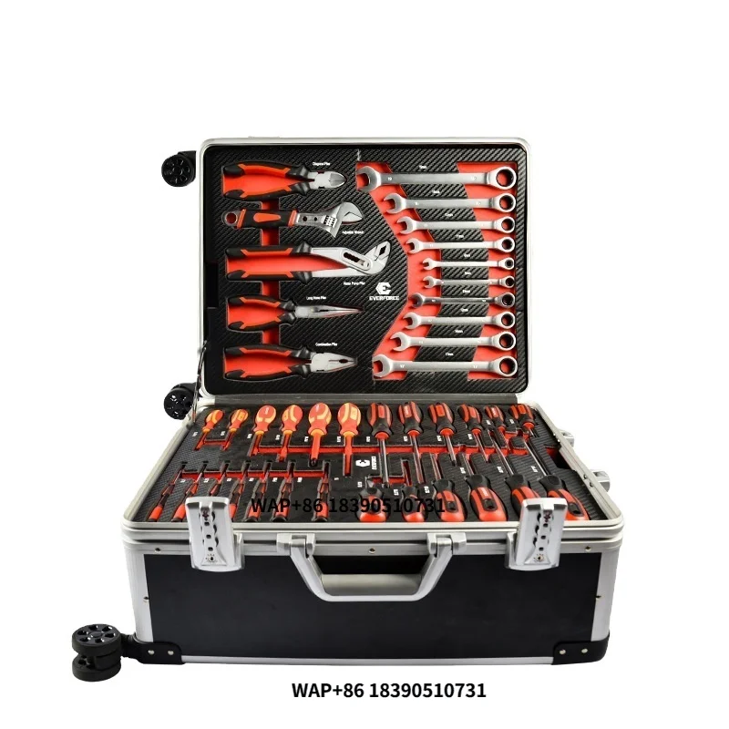 

238pcs Aluminum Trolley Case Tool Set Silver OEM Car & Repair Kit with Chrome Vanadium Steel & CR-V Tools