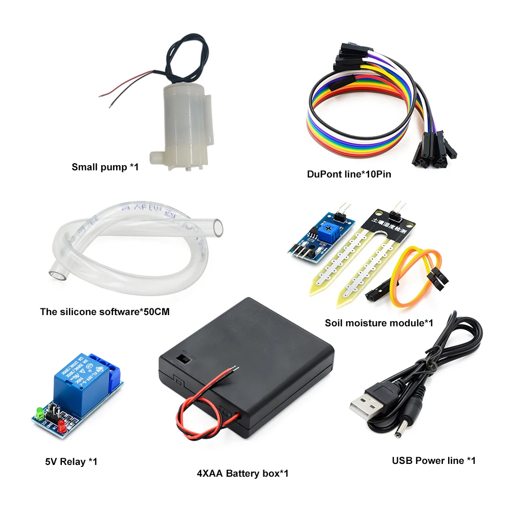 Automatic Irrigation Module DIY Kit Automatic Watering Kit Soil Moisture Sensor Mini Water Pump 50cm Hose for Arduino