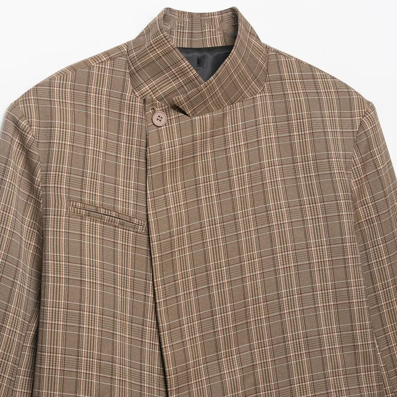KASLEAD New Women's Fashion Casual Plaid Suit Jacket Street Style Long Sleeve Button Closure Polyester Fiber Simple Elegant