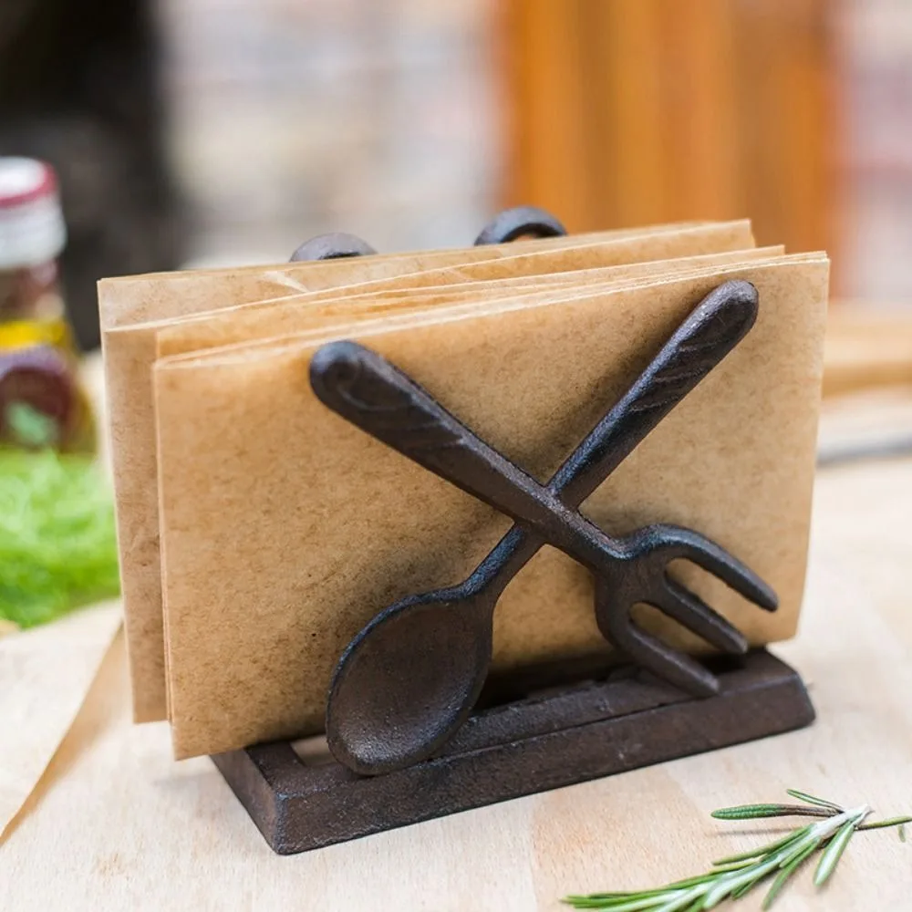 Book Stand Cast Iron Napkin Holder Vintage European Paper Towel Holder Rustic Multifunctional Tissue Holder Kitchen Table
