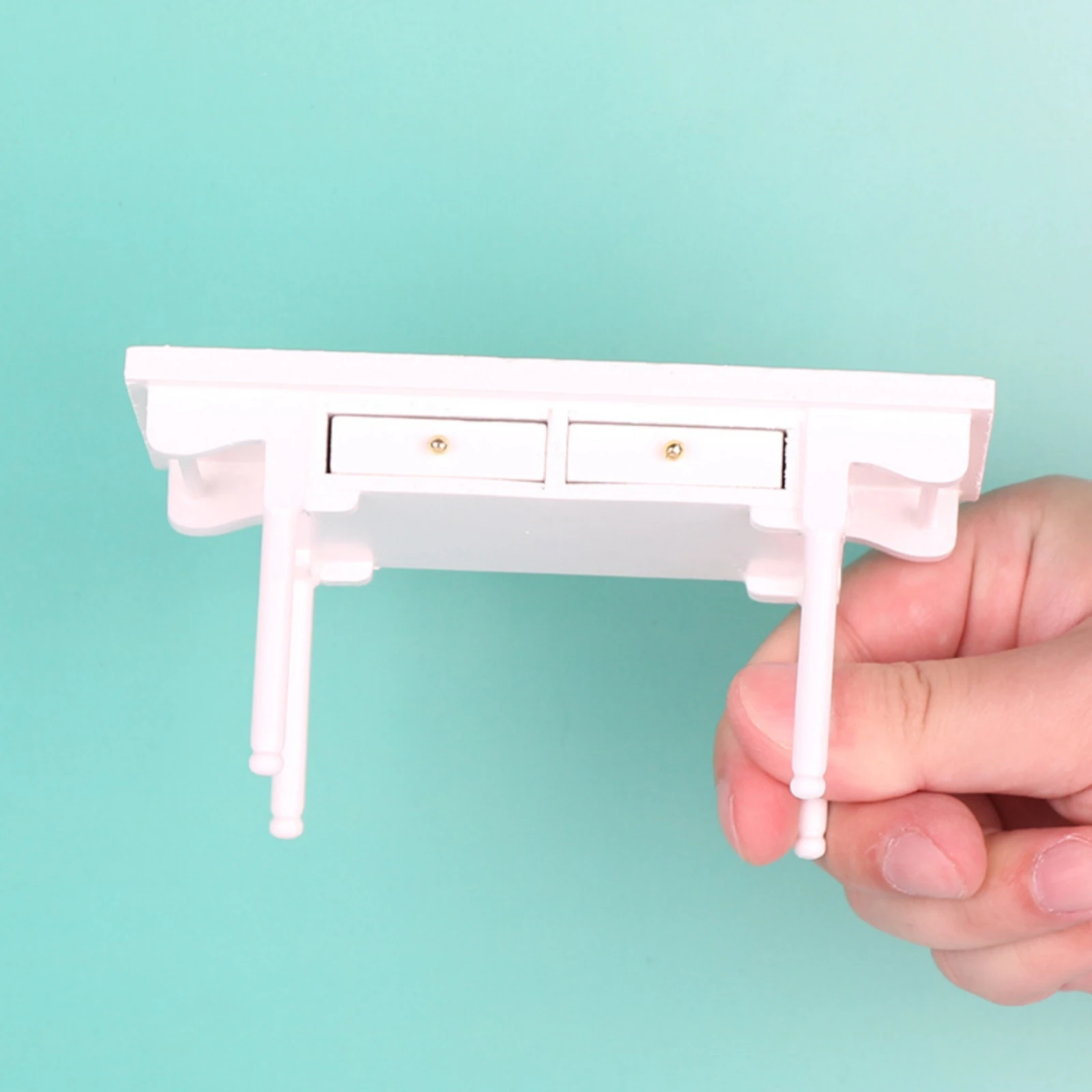 Wooden Dollhouse Writing Desk Compact Wooden Dollhouse Desk Birch Wood Miniature Table Decorative Collectible