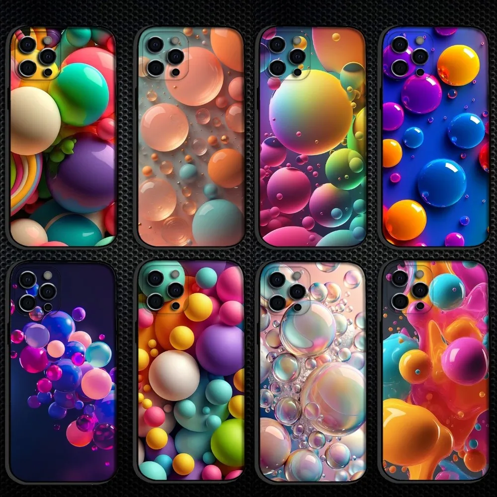 

Colorful water ball bubbles Phone Case For iPhone 16,15,14,13,12,11 Plus,Pro Max, Soft Silicone Black Cover