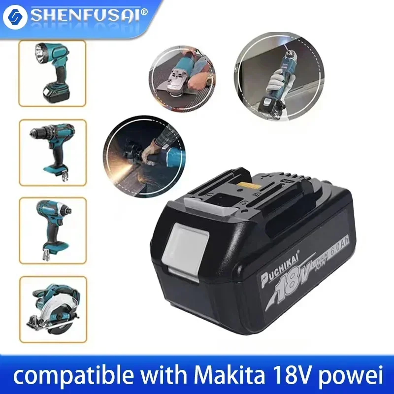 Makita 18V Battery 6000mAh Rechargeable Power Tools Battery with LED Li-ion Replacement LXT BL1860B BL1860 BL1850 3A LED Charger