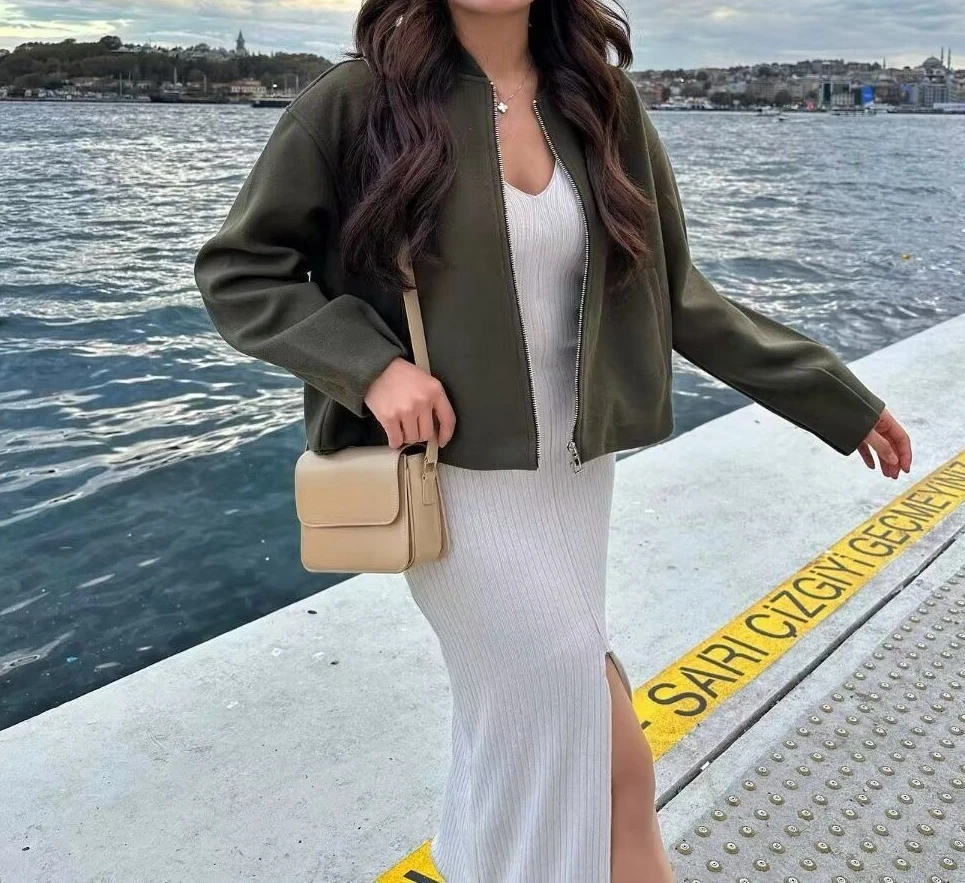 

2025 Autumn/Winter New Style Loose-Fitting Casual Solid Color Versatile Jacket Coat