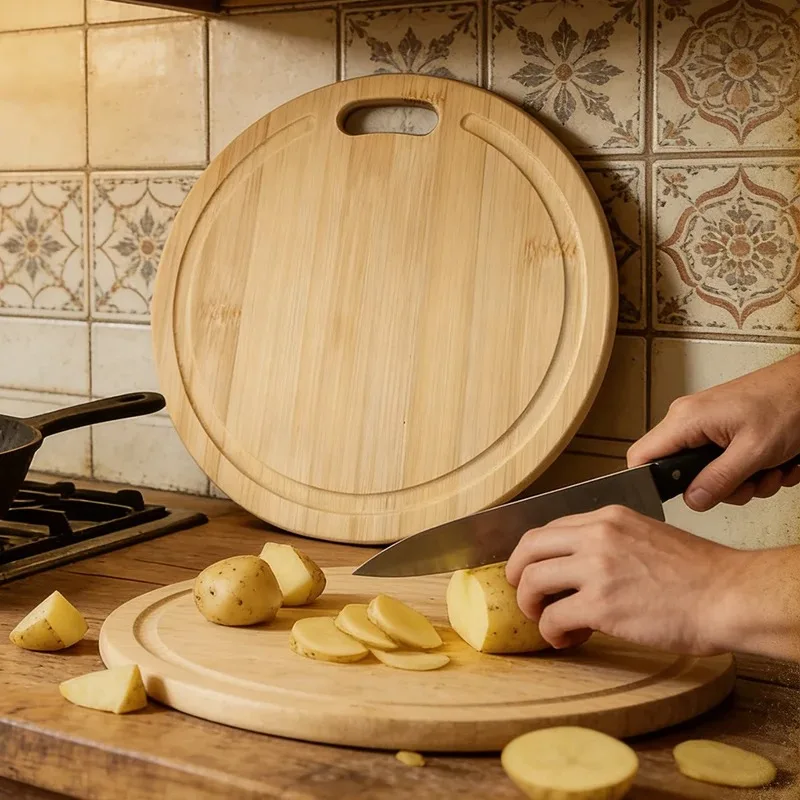 Cutting Board for Kitchen Natural Bamboo Chopping Board Thickened Board Double Sided Food Grade Fruit Meat Chopping Board view 5