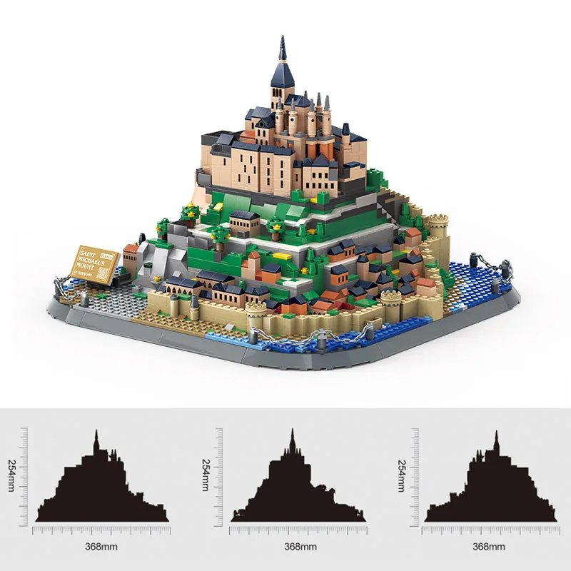 Kreative natürliche Landschaft Baustein katholischen Pilgerfahrt Frankreich Mont-Saint-Michel und seine Bucht Modell Bau Ziegel Spielzeug