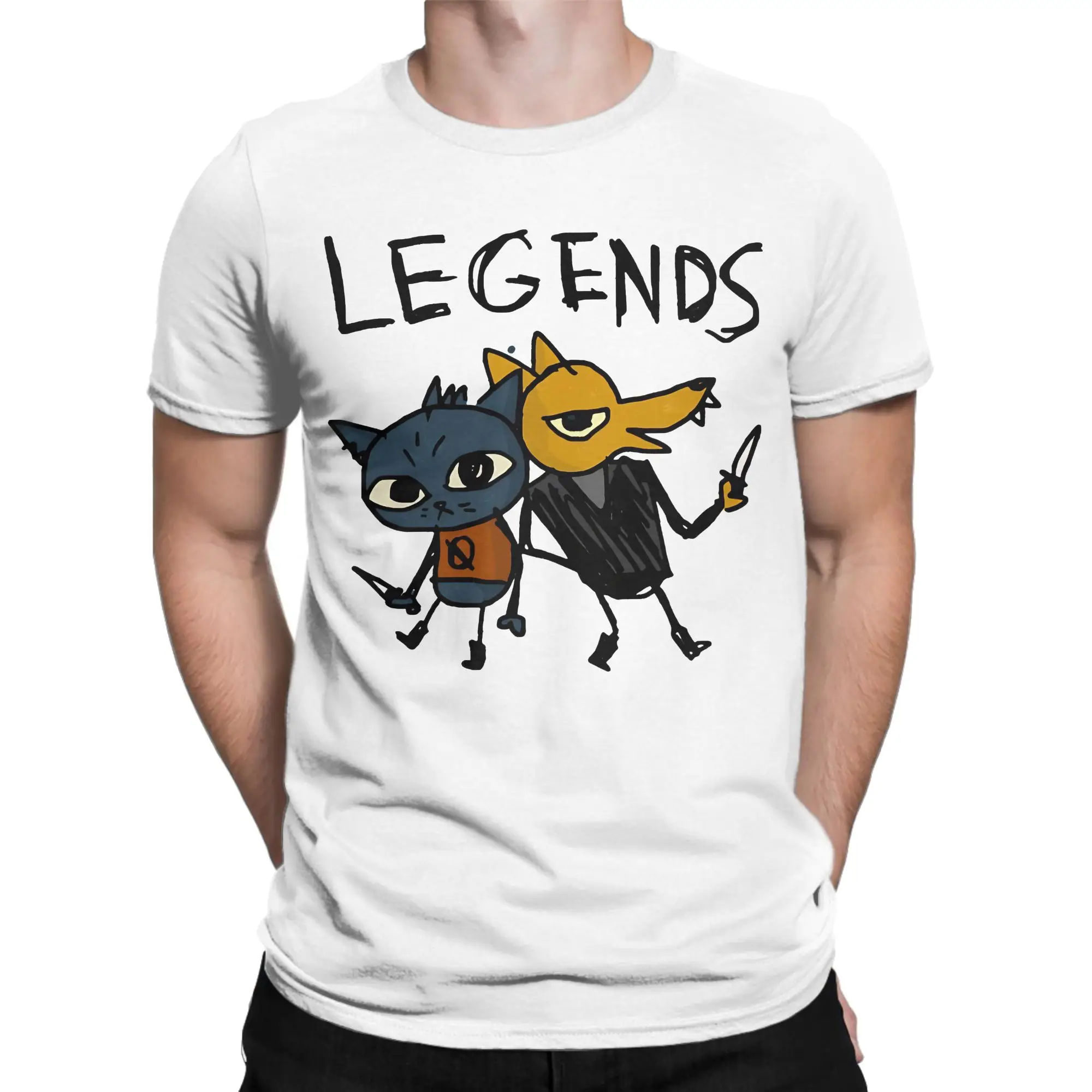 Alternative Animal Characters  Classic Night in The Woods Funny 100% Cotton T-Shirt Tees Tops For Men