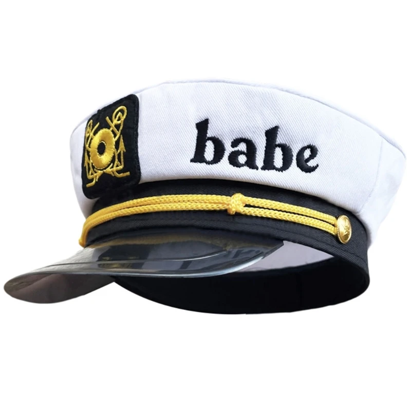 White Captain Hat Yacht MilitaryHats Boats Skippers Ship Captain Costume Hat Marine for Men Women