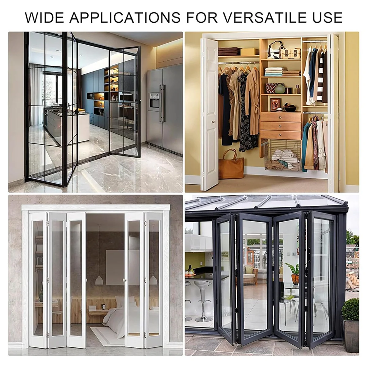 ABNJ 1 Kit de réparation de quincaillerie pour porte pliante – comprend des supports supérieurs et inférieurs, des pivots et une roue de guidage pour placard coulissant.