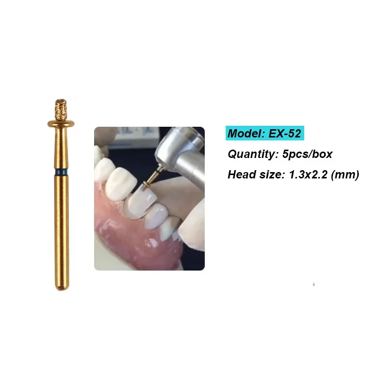 Fresas de preparación Dental serie EX, extremo de corte, superficie de articulación, profundidad fija, ranura de superficie de articulación de diente, pulido de precisión, 5 uds.