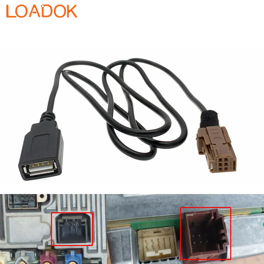 6-pinowy kabel USB do radia samochodowego Peugeot MM RT3EV / RT4 RT5 207 307 308 407 607 1007 CITROEN C6 2008 numer 2009 6574JH