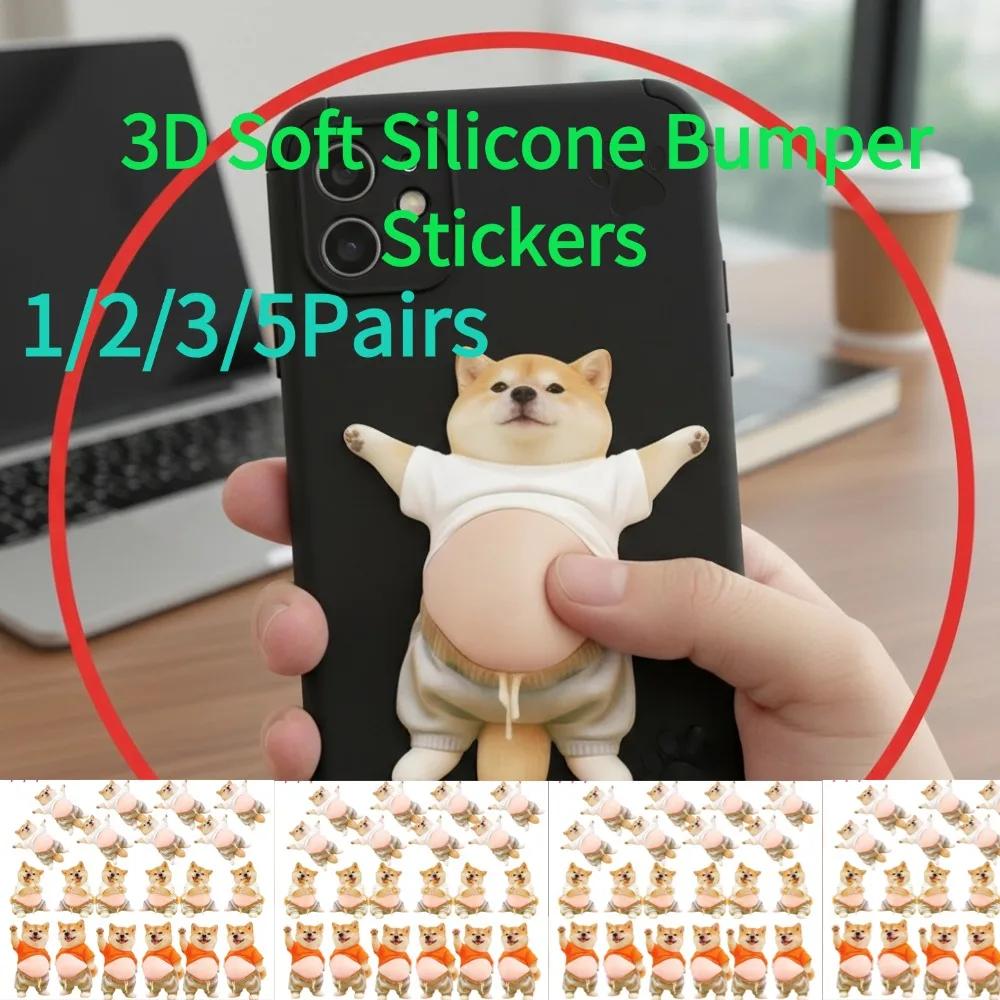 

1/2/3/5 пар 3D милых силиконовых наклеек-антистресс в форме животиков, мягкие, силиконовые, для снятия стресса, с защитой от ударов