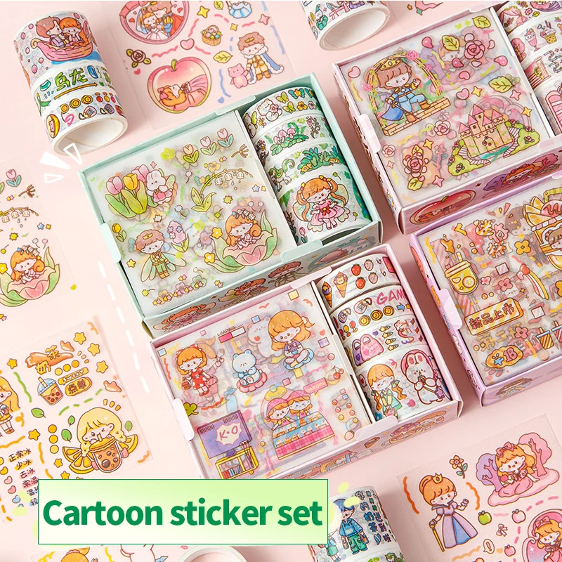 Kawaii Cartoon Poster Stickers Cute Sticker Diy Diary Planner Decoration Sticker Scrapbooking Stationery Kids Toys 8Pcs Set