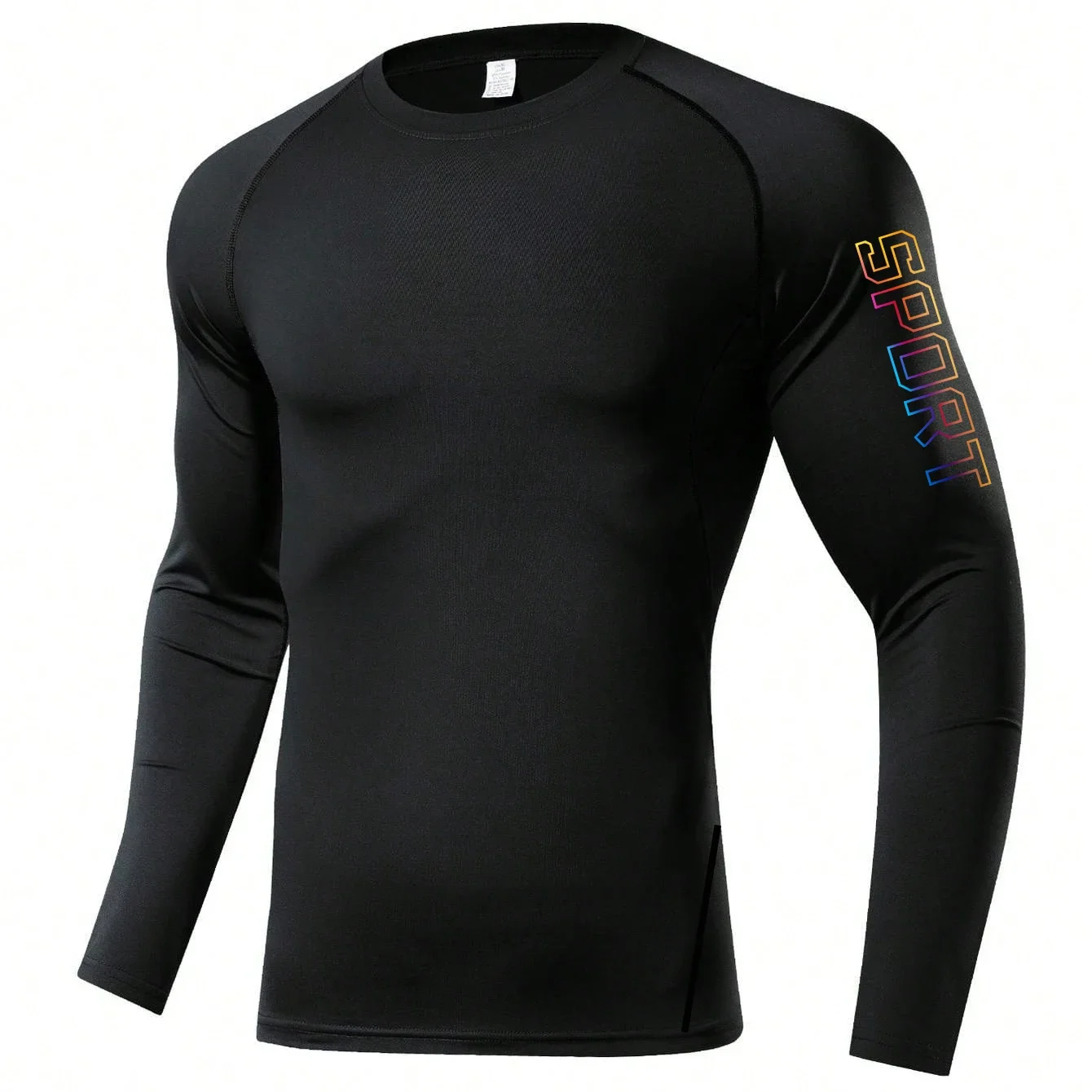 Männer Kompression Langarm Shirt Schwarz Fitness T-shirt Männlich Läuft Schnell Trocknend Gym Top Sonnenschutz Sport Basis Schicht – Detail 1