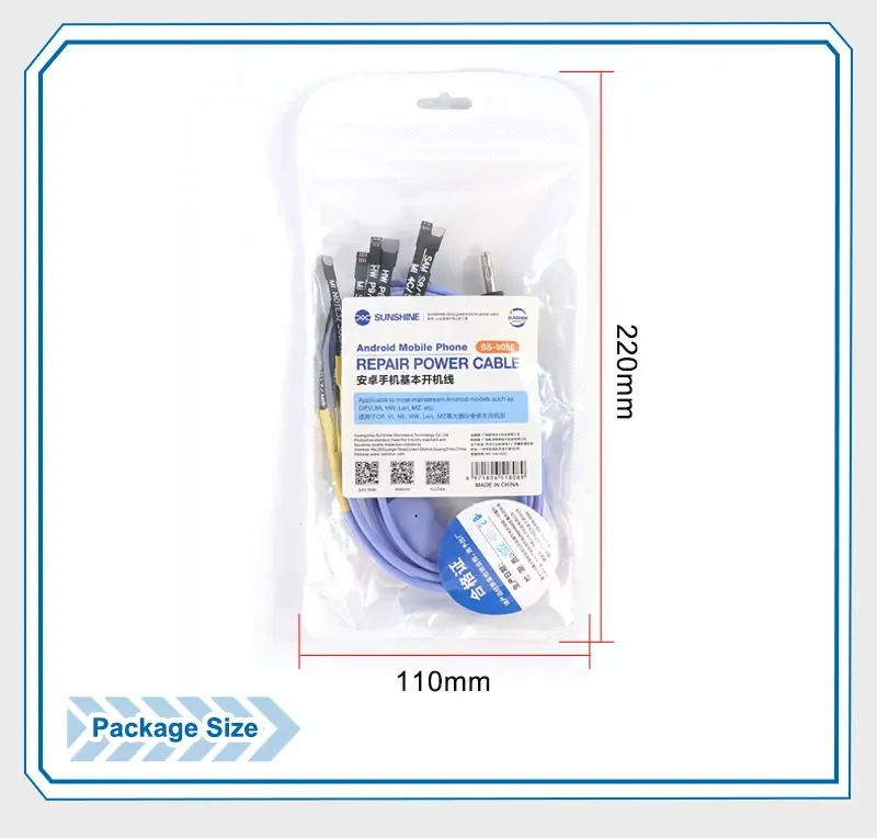 SUNSHINE SS-905F kabel uji Boot Samsung, kabel daya pintar garis Boot dasar ponsel Android untuk Huawei Xiaomi Vivo Oppo Samsung
