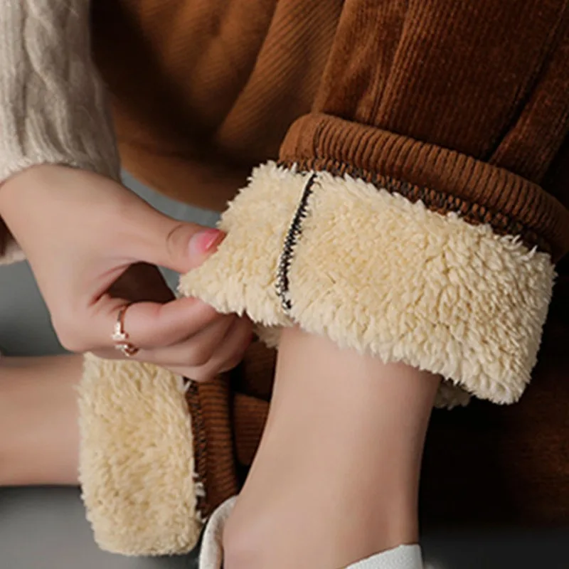 Plush Thick Casual Pants Women\'s Corduroy Warm Pants Autumn Winter Leggings High Waist Harem Pants Trousers Women Брюкиженские
