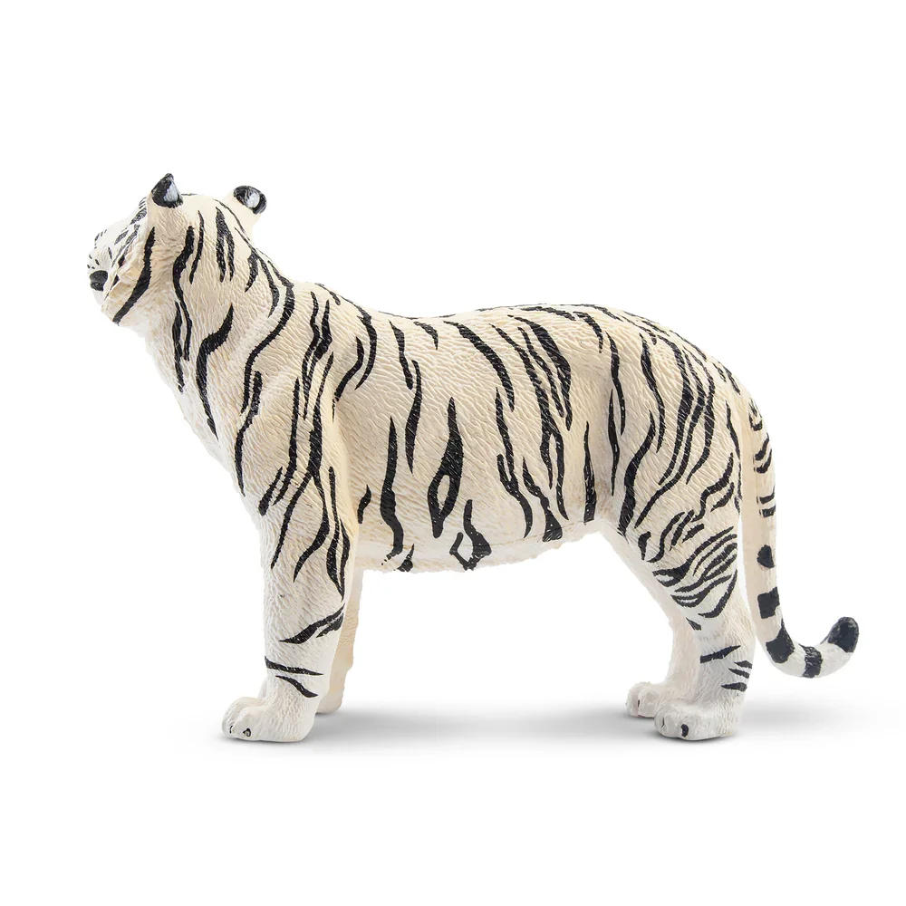 Toymany simulação staning tigresa branca vida selvagem modelo animal brinquedo mini figuras bonecas estatuetas de ação brinquedos crianças presente