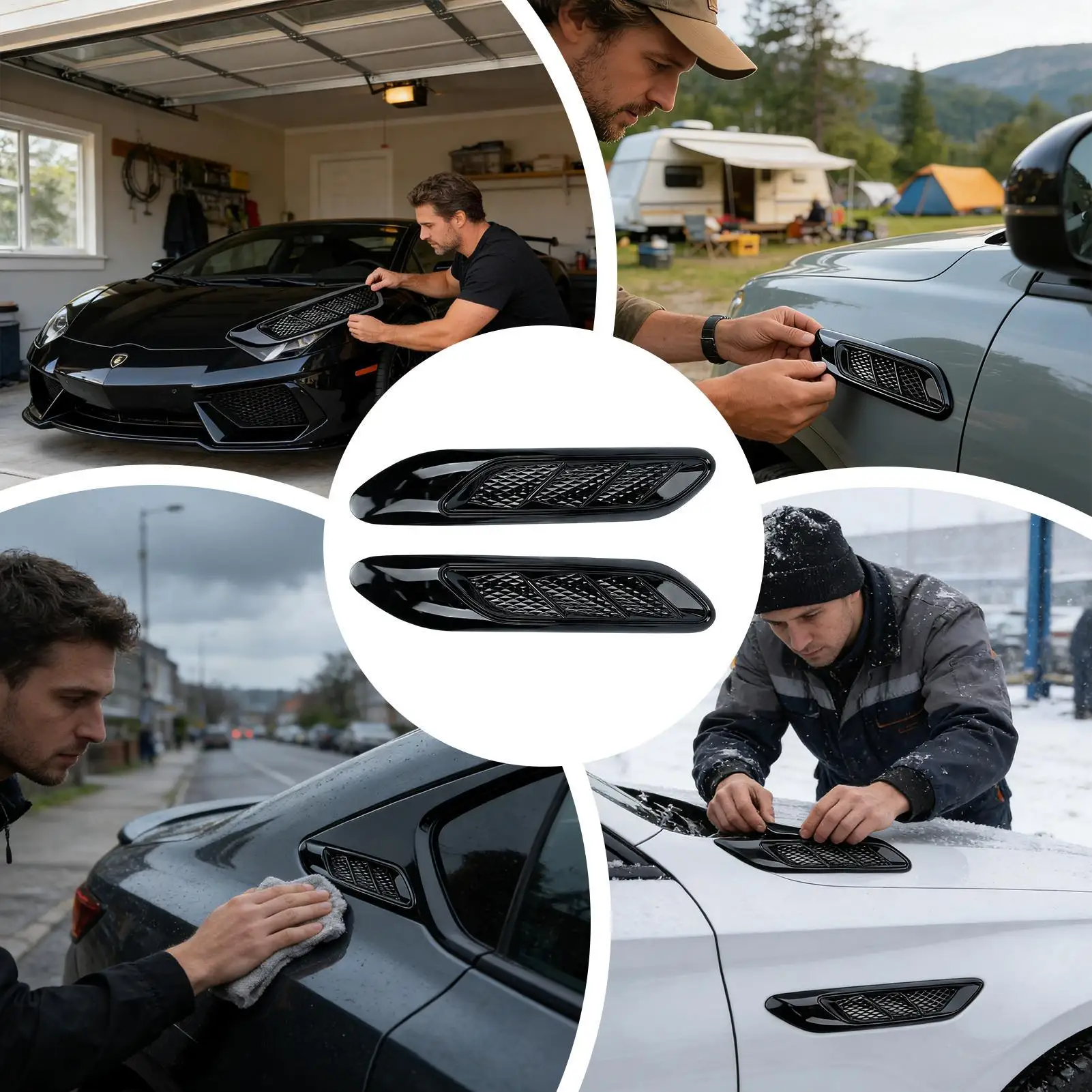 Car Simulation Side Vent Stickers Accessories Exterior Vehicle Air Flow Vent Decals Decoration for SUV Truck RV Sedan Daily Auto