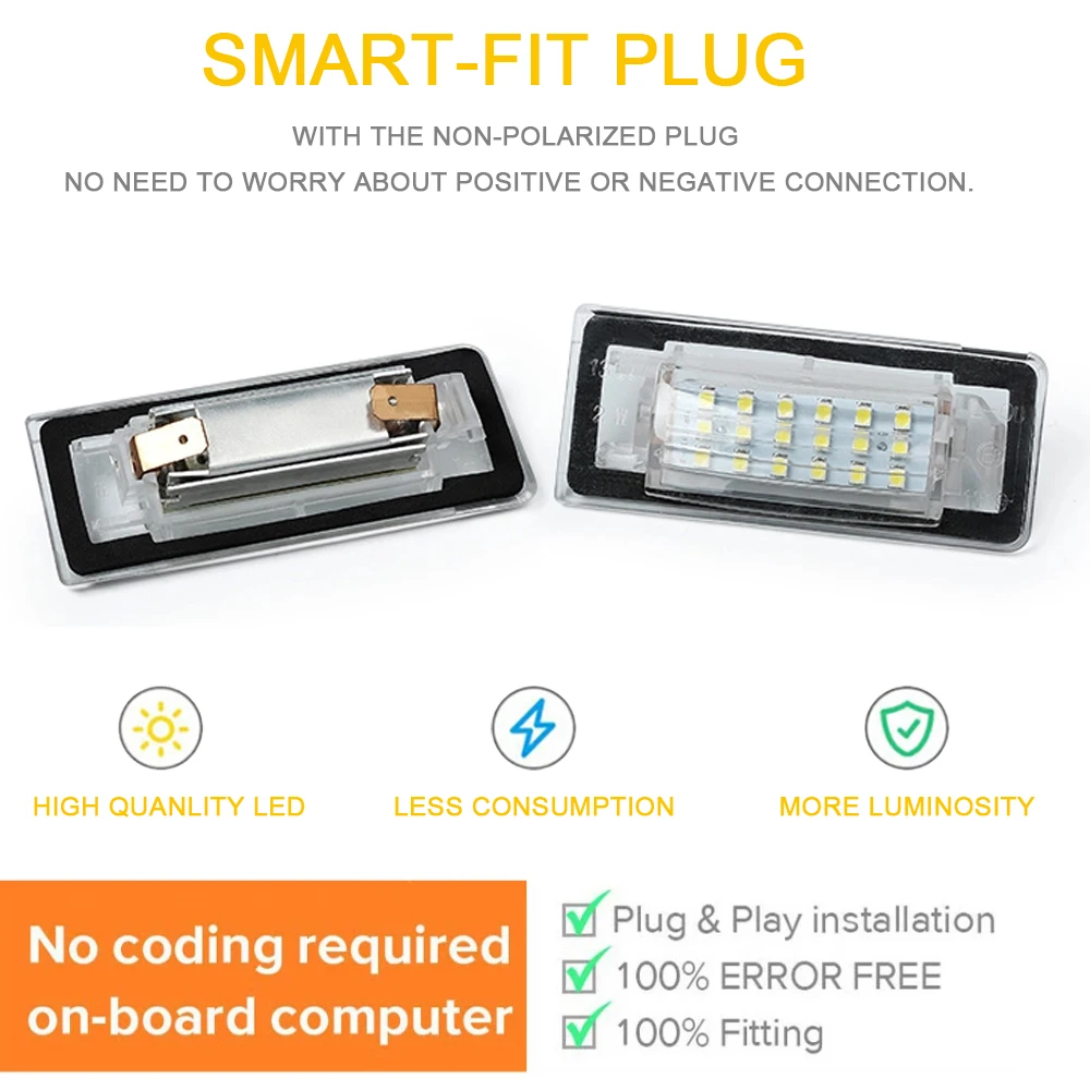 18SMD LED احتياطية رقم الترخيص لوحة مصباح علامة Canbus لأودي TT MK1 8N TT رودستر كابريو 8N9 TT كوبيه 8N3 1998-2006 6000K