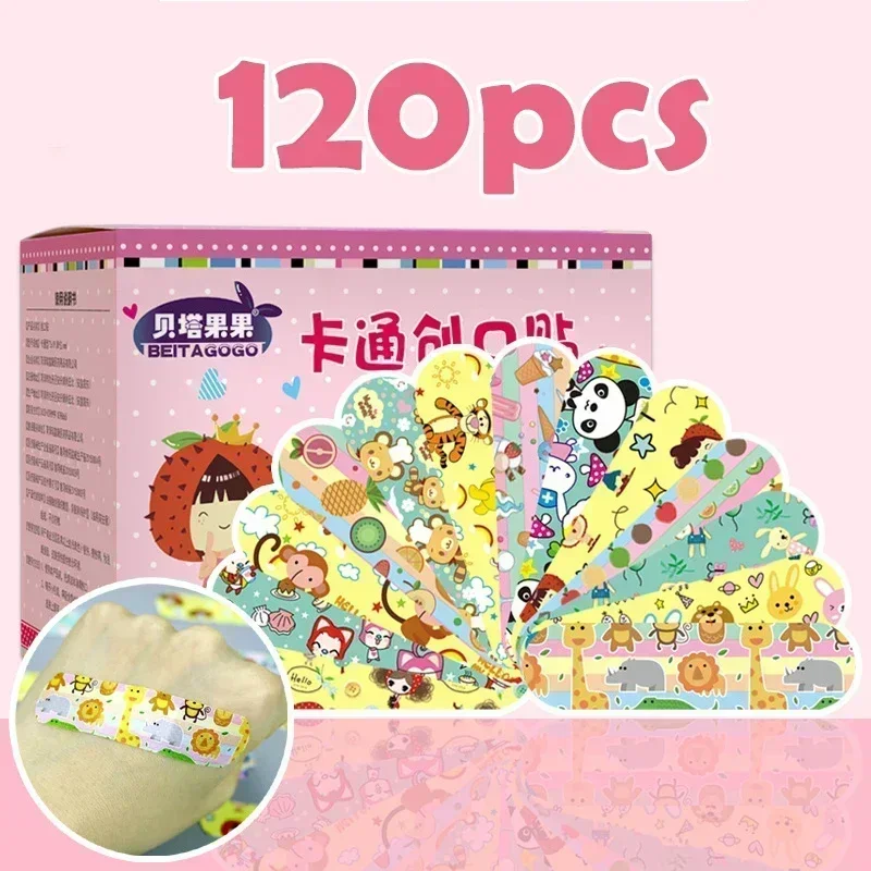 10/120pcsCartoon Animal Pattern Waterproof Hemostasis Kids Band Aid Stickers Adhesive Bandage Wound Strips Plasters for Children