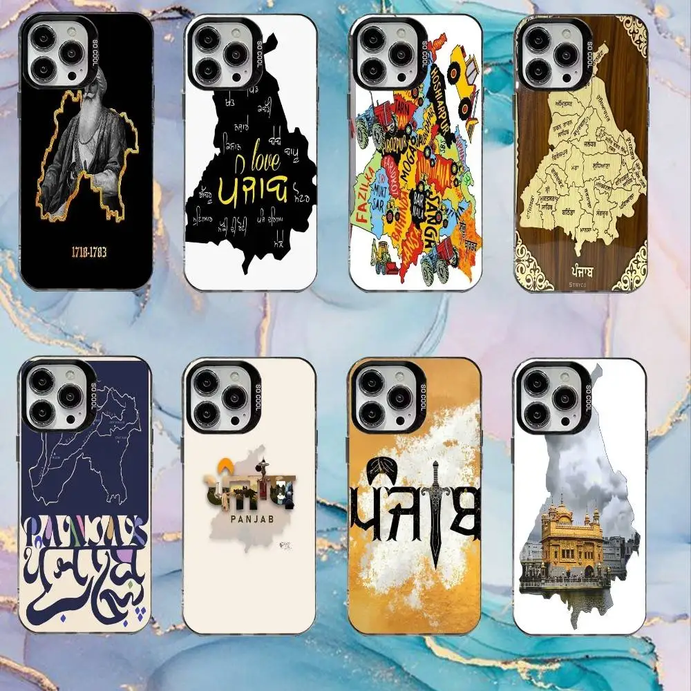 

Art P-Punjab Map Phone Case For iPhone17,16,15,14,13,12,11 Plus,Pro Max Black Candy Matte Shockproof Cover