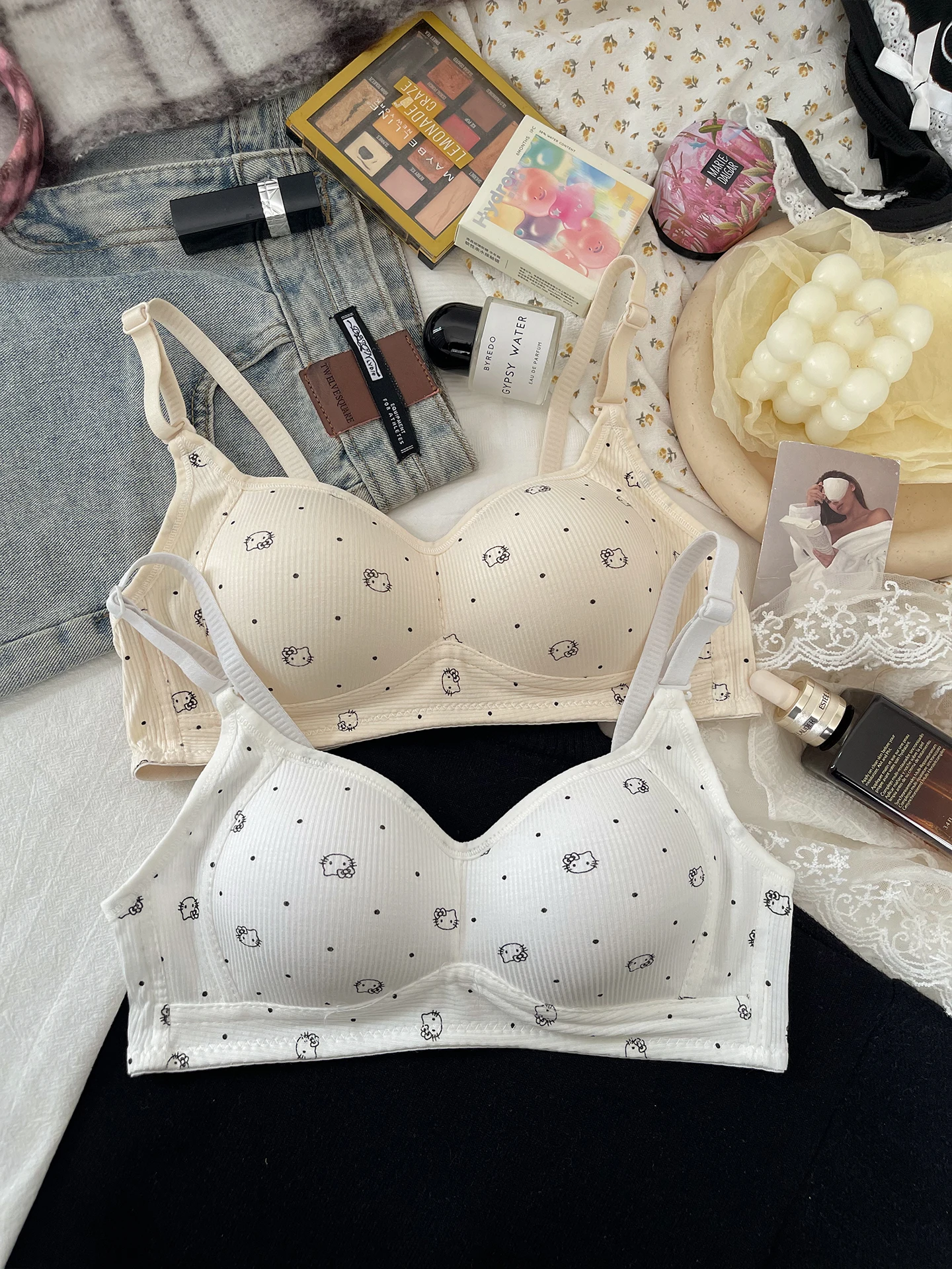 Sweet And Cute Cat Underwear Lolita Girls Gather Comfortable No Steel Hoop Thin Breathable Student High School Bun Bra - view 6