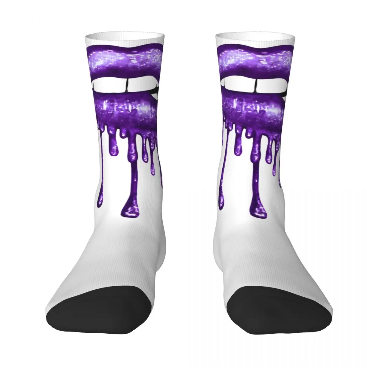 Drip Deep Purple Stockings Rock Band Pattern Funny Socks Spring Non-Slip Socks Adults Men Cycling Medium Soft Socks