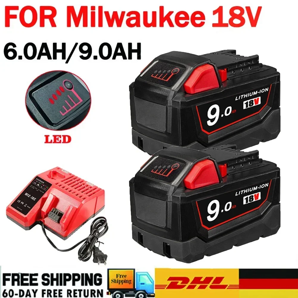 

18V 9000m Li-Ion Replacement Battery for Milwaukee XC 48-11-1815 M18B2 M18B4 M18B5 M18B M18B9 M18BX L50 48-11-1860