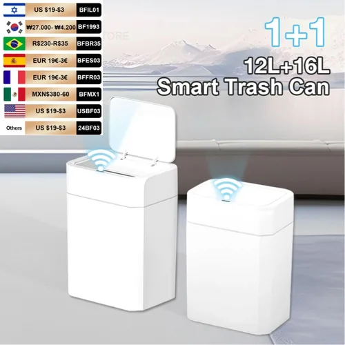 디스플레이가 있는 스마트 센서 쓰레기통, C 타입 충전 자동 쓰레기통, 욕실 주방 변기 쓰레기통, 스마트 홈, 20L  Best5