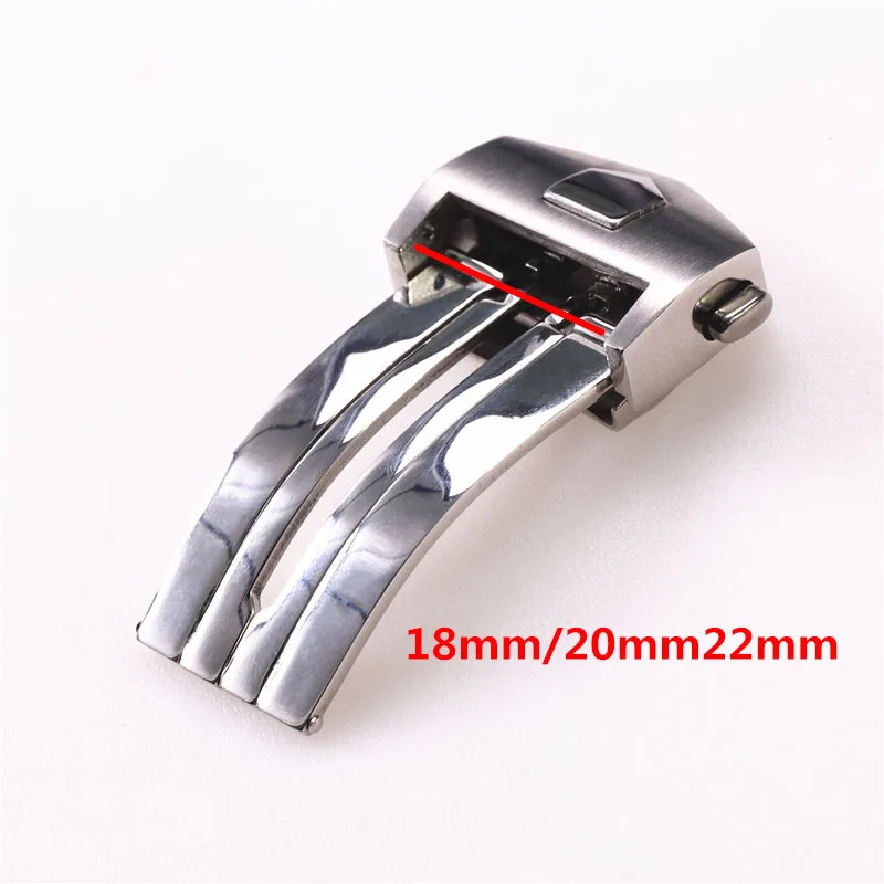 Silver Black 18mm 20mm 22mm Steel Buckle Folding Clasp Butterfly For Carrera Diving Leather Silicone Rubber Watch Strap Parts