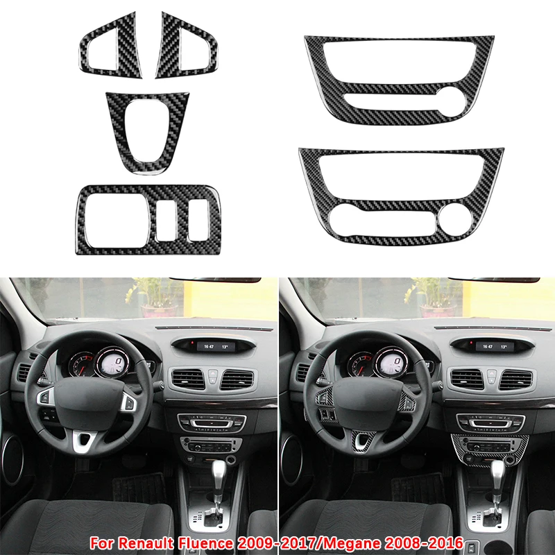 

Carbon Fiber For Renault Fluence Megane 3 RS Scenic 2009-2016 Car Steering Wheel Central Control CD Headlight Button Frame
