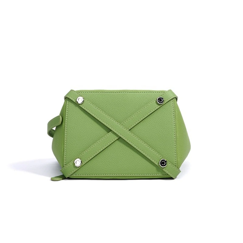 Bucket Bags for Women Fashion Handbag Cowhide Shoulder Bag with Inside Pocket Adjustable Strap Genuine Leather Lady Commuter
