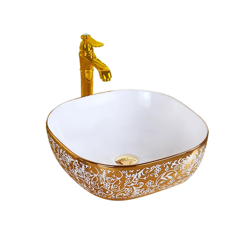 

Electroplating Light Luxury Round Table Basin Color Gold Art Basin Washbasin Washbasin