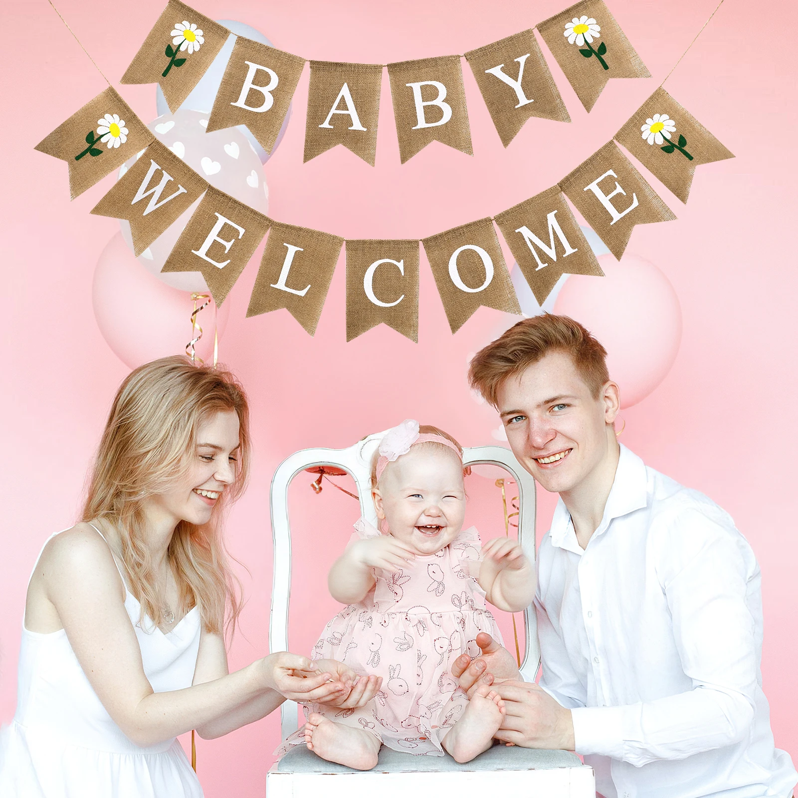

1 Set Baby Birthday Party Cartoon Linen Swallowtail Hanging Decorative Banner Reusable Birthday Hanging Banner For Kitchen Door