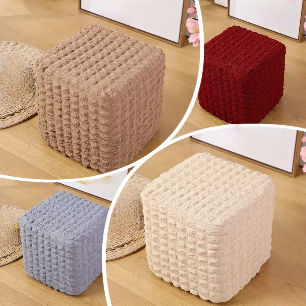 

1 шт. эластичный чехол для пуфиса, съемный чехол для подставки для ног для офиса и дома